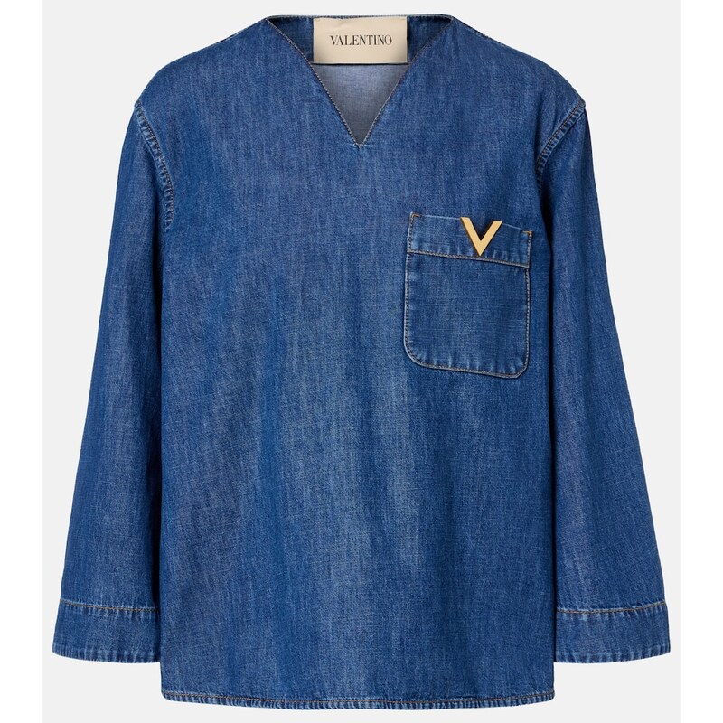 Dámská halenka Valentino VGold v barvě Medium Blue Denim