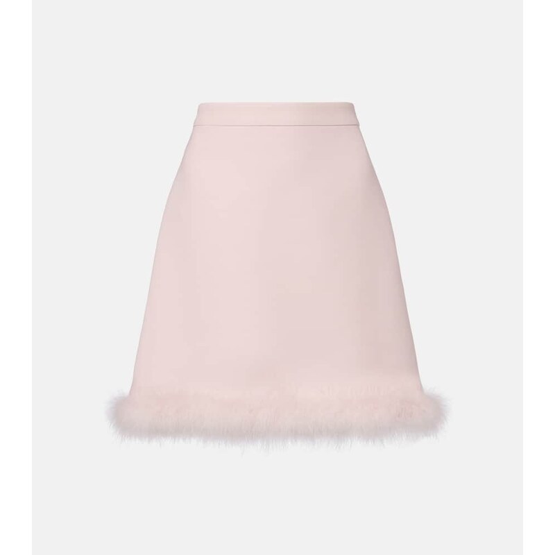 Valentino Crepe Couture feather-trimmed miniskirt