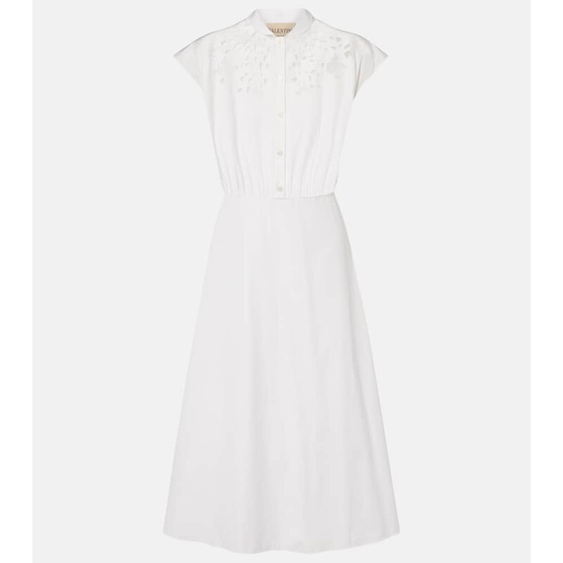 Valentino Guipure lace-trimmed cotton midi dress