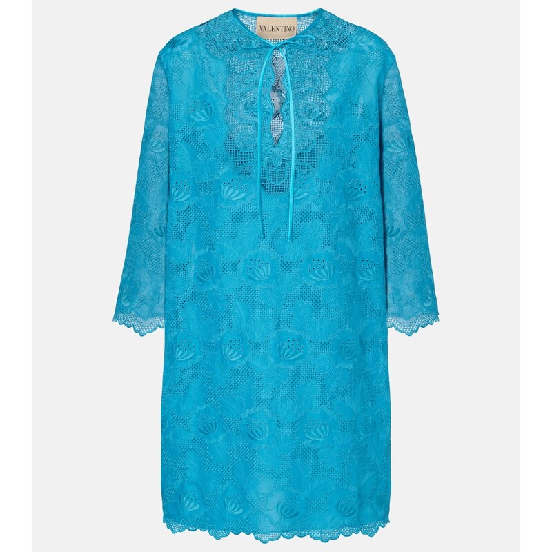 Valentino Broderie anglaise silk-trimmed cotton kaftan