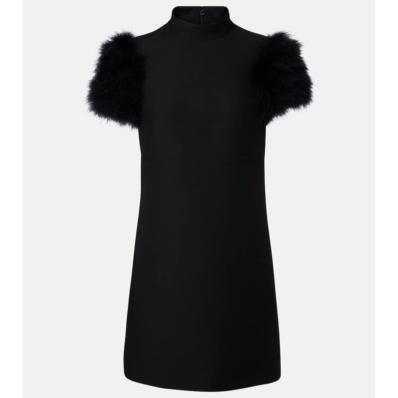 Valentino Crepe Couture feather-trimmed minidress