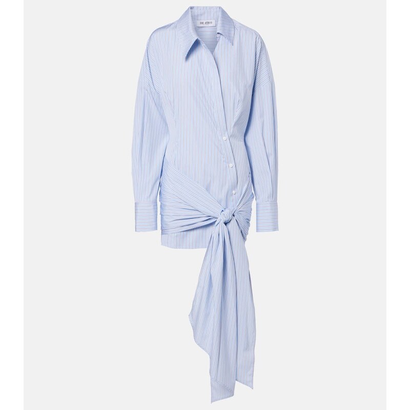 The Attico Gathered striped cotton shirt dress