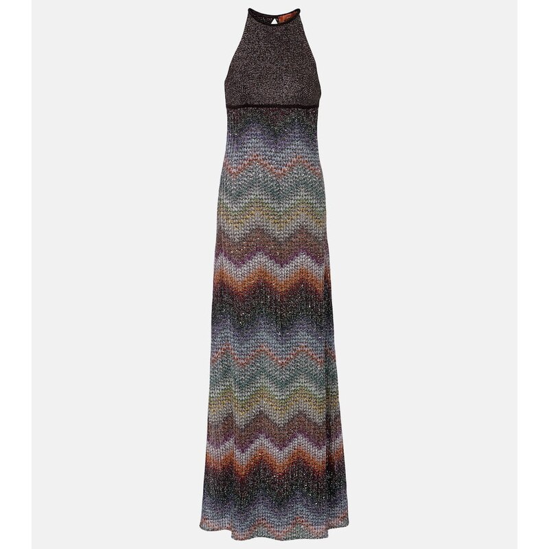 Missoni Zigzag halterneck lamÃ maxi dress
