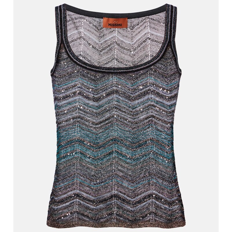 Dámská tílka Missoni s zigzag vzorem ve tmavých odstínech modré