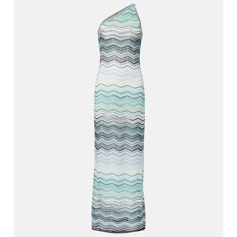 Missoni Zigzag one-shoulder lamÃ maxi dress