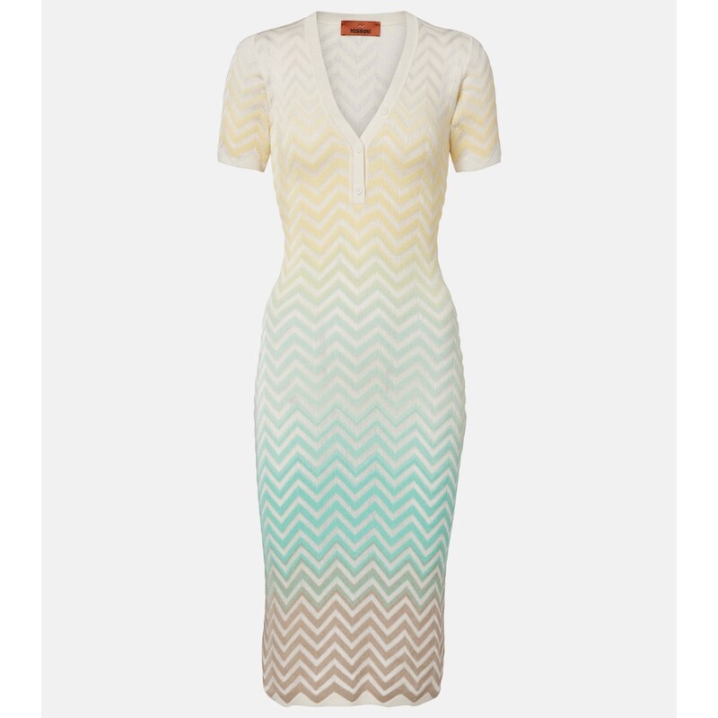 Missoni Zigzag knitted cotton-blend midi dress