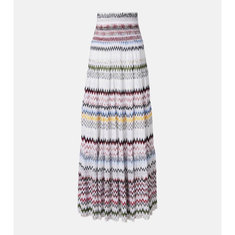 Missoni Zigzag maxi sukni v multibarevném motivu s bílou základou