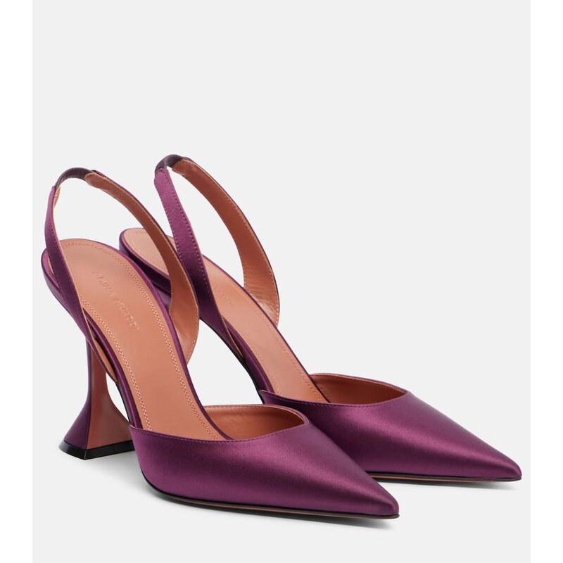 Amina Muaddi Holli 95 satin slingback pumps