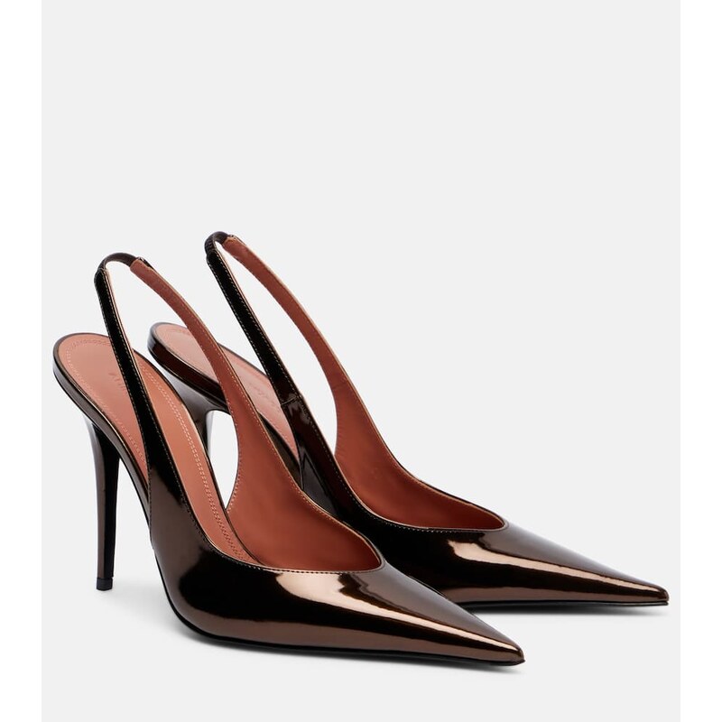 Amina Muaddi Anok 105 mirrored leather slingback pumps