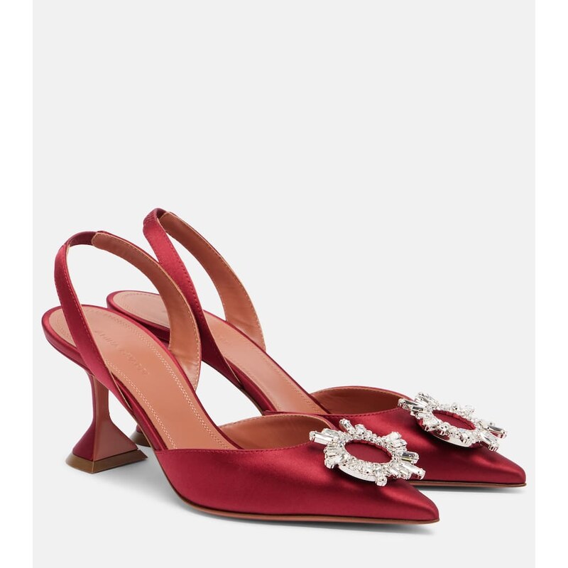 Amina Muaddi Begum 70 embellished satin slingback pumps