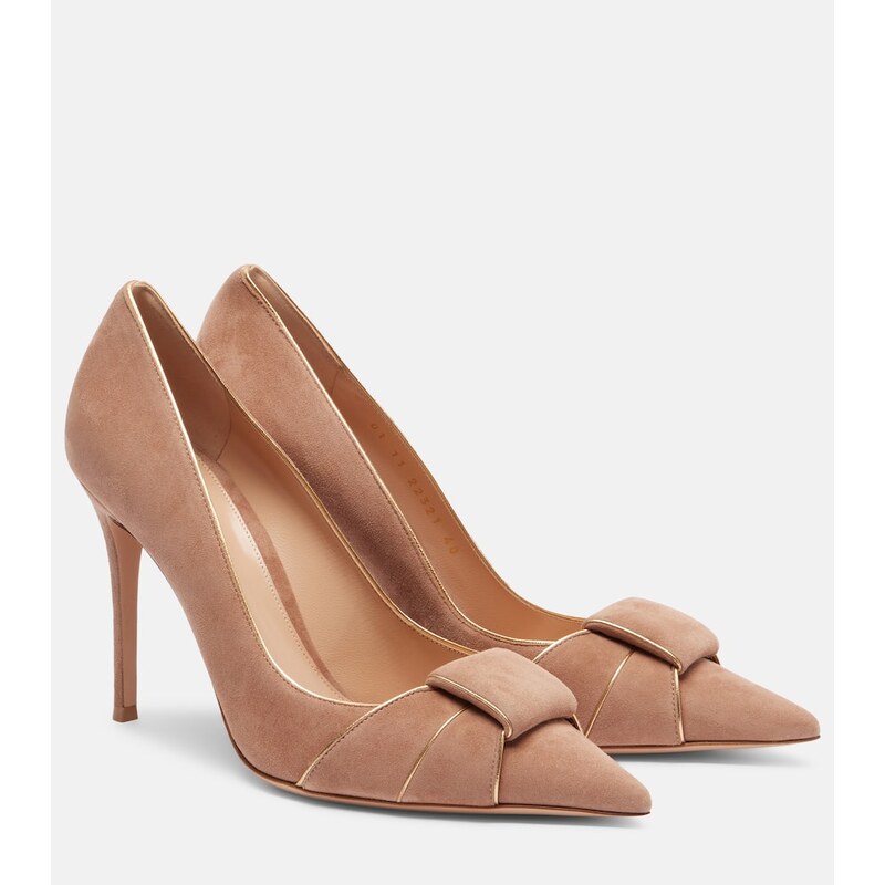 Gianvito Rossi Suede lodičky v barvě růžové a zlaté