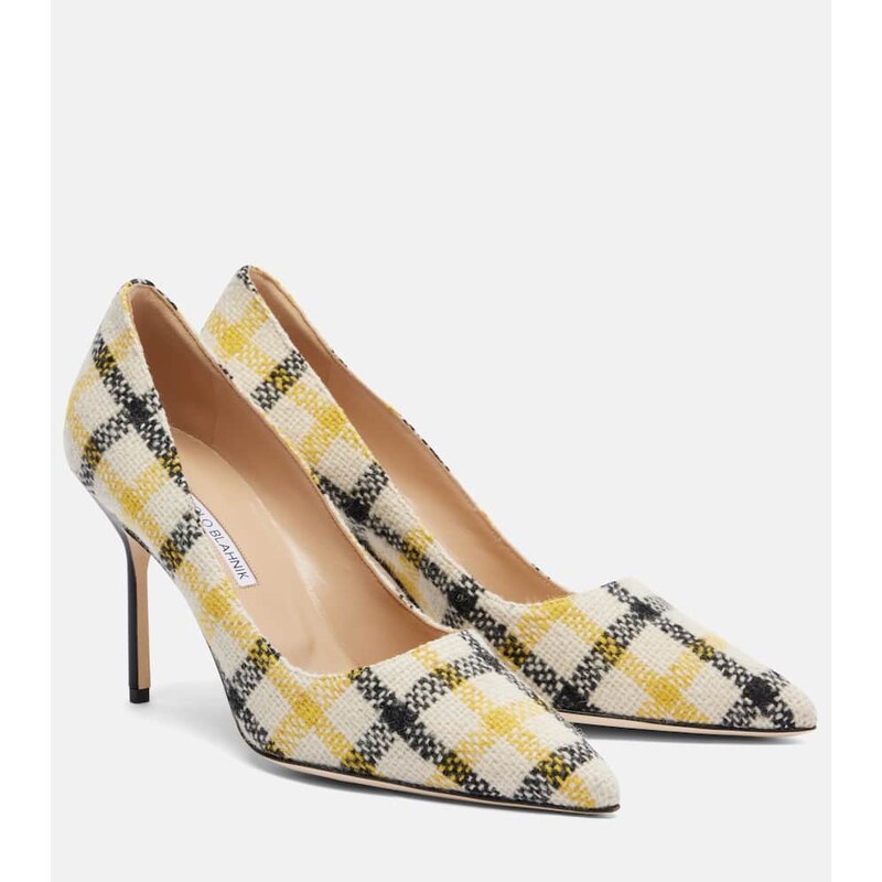 Manolo Blahnik BB 90 lodičky s černým a žlutým vzorem