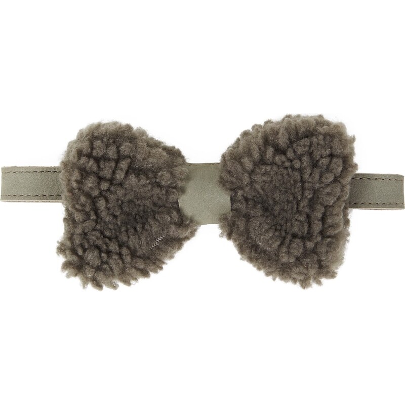 Donsje Furro leather-trimmed teddy bow tie