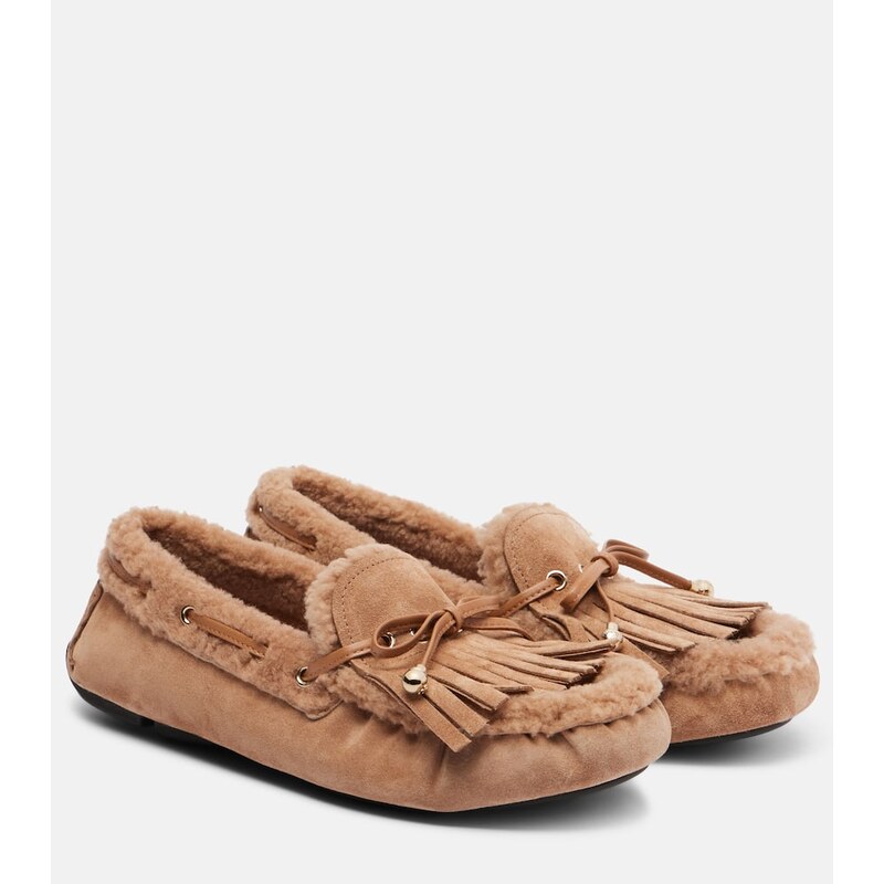 Jimmy Choo Manon F shearling-lined suede boat shoes