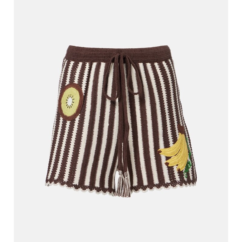 Alémais Sundae crochet embroidered cotton shorts