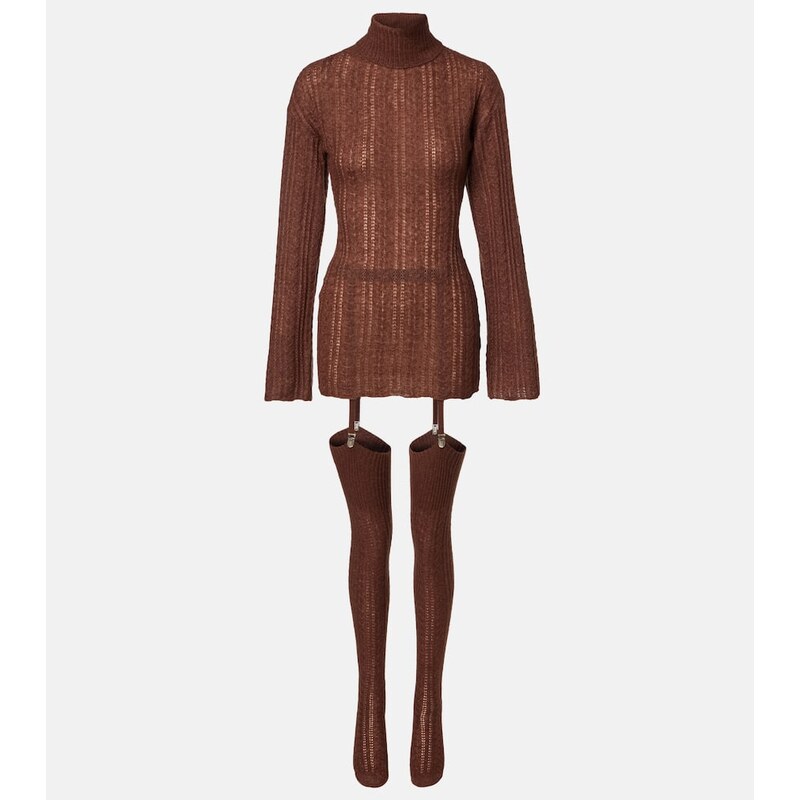 Aya Muse Cable-knit minidress and tights set