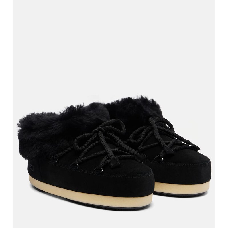 Moon Boot EVX shearling-trimmed suede mules