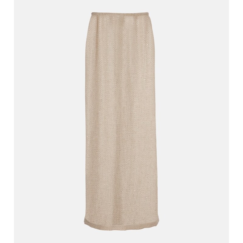 Leset Stella sequined linen-blend maxi skirt