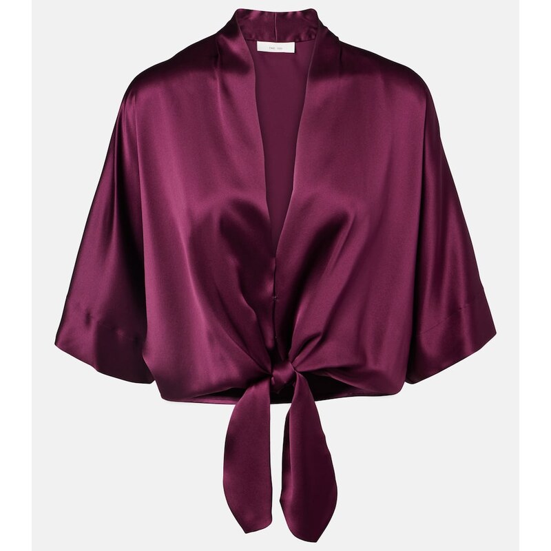 The Sei Cropped silk charmeuse top