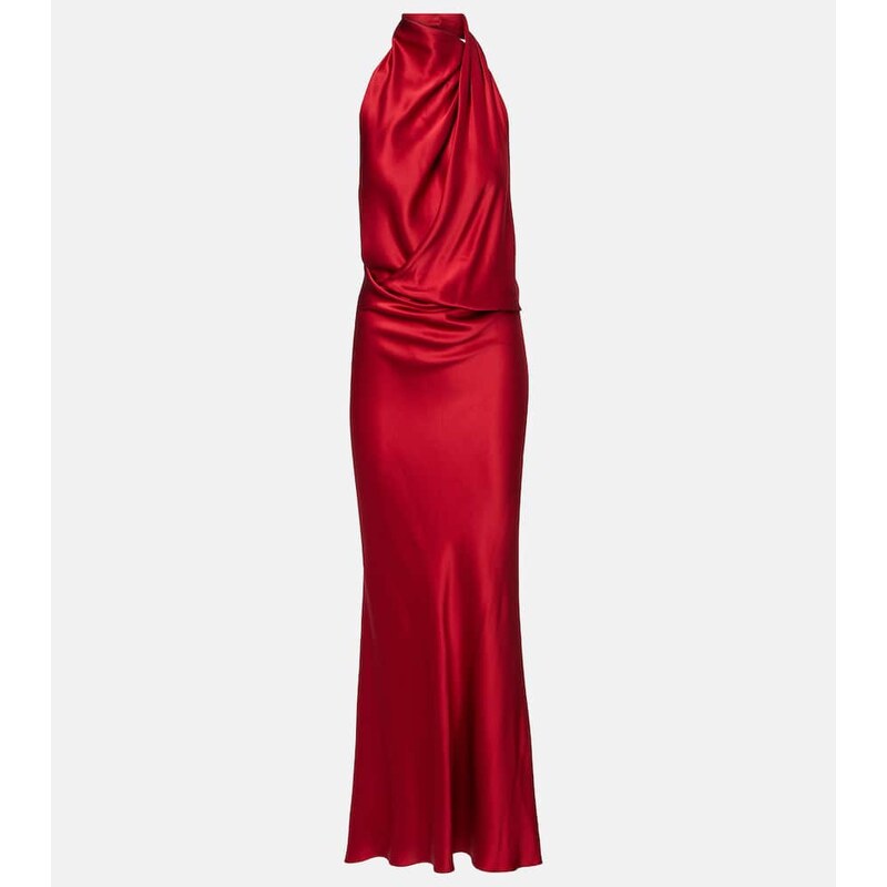 The Sei Draped halterneck silk satin gown