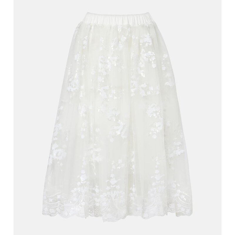 Simone Rocha Sequined tulle midi skirt