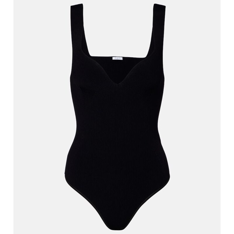 Alaia AlaÃ¯a Ribbed-knit bodysuit