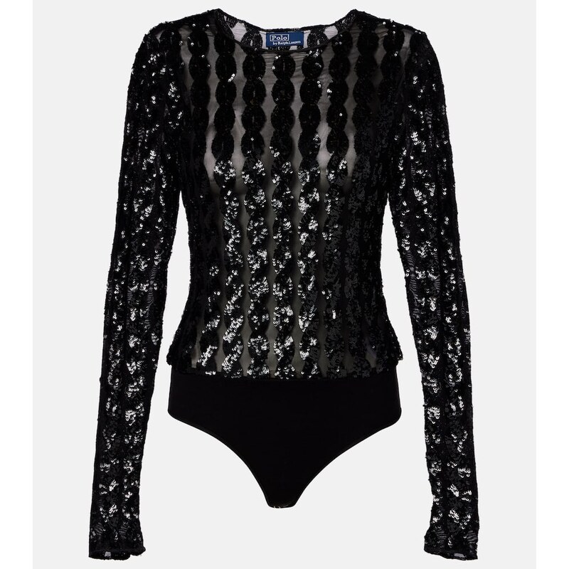 Polo Ralph Lauren Sequined mesh and jersey bodysuit