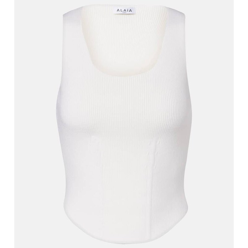 Alaia AlaÃ¯a Ribbed-knit wool-blend bustier
