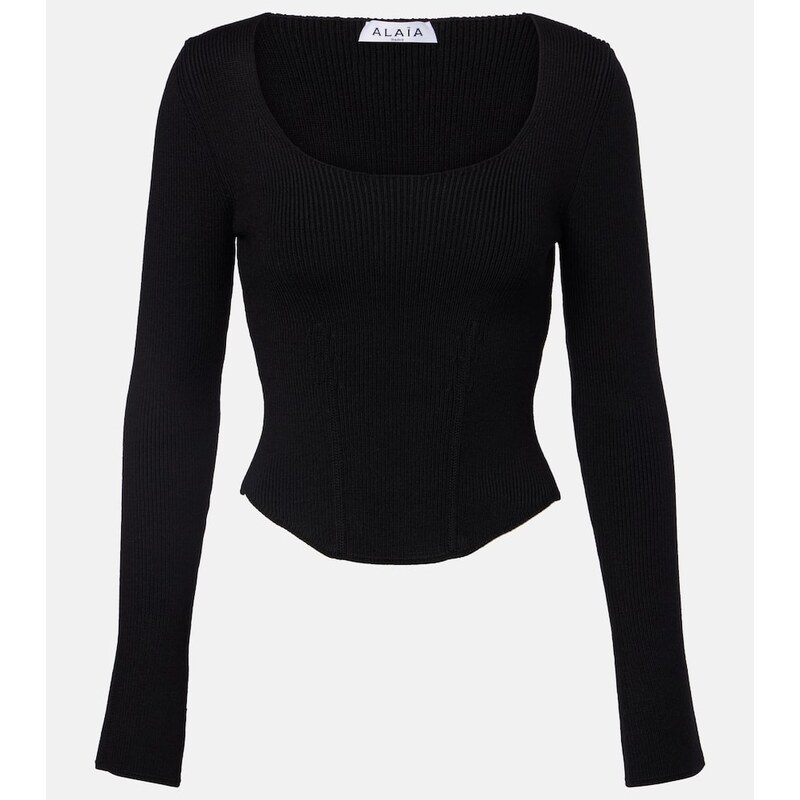 Alaïa korset z vlny černé barvy