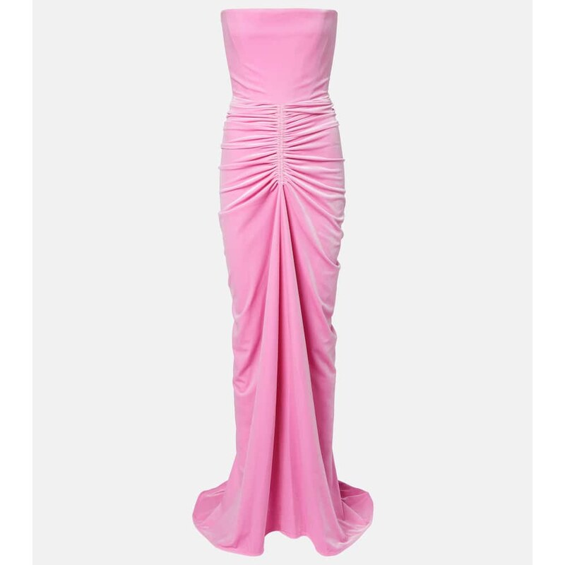 Alex Perry Ruched velvet bustier gown