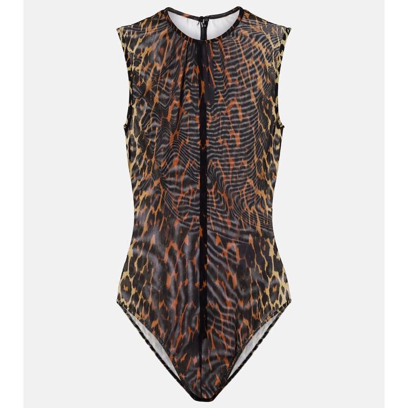 Alex Perry Leopard-print mesh bodysuit