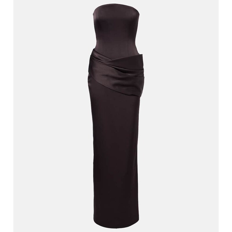 Alex Perry Draped satin crêpe bustier gown