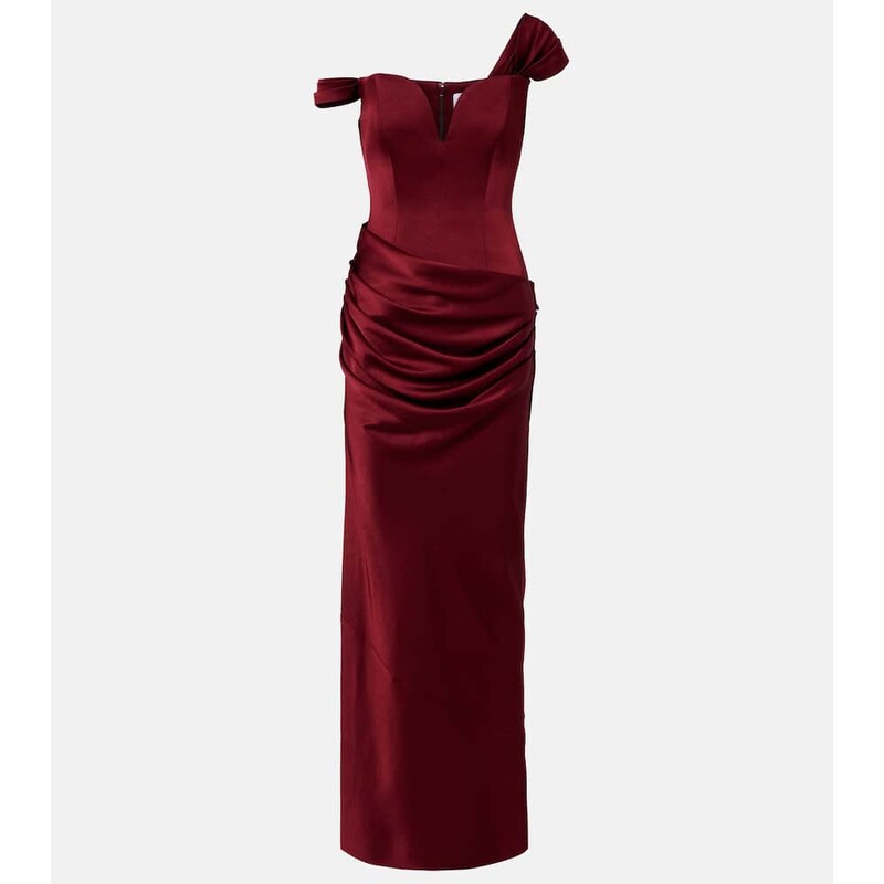 Alex Perry Draped crêpe satin bustier gown