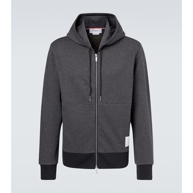 Thom Browne 4-Bar cotton jersey zip-up hoodie