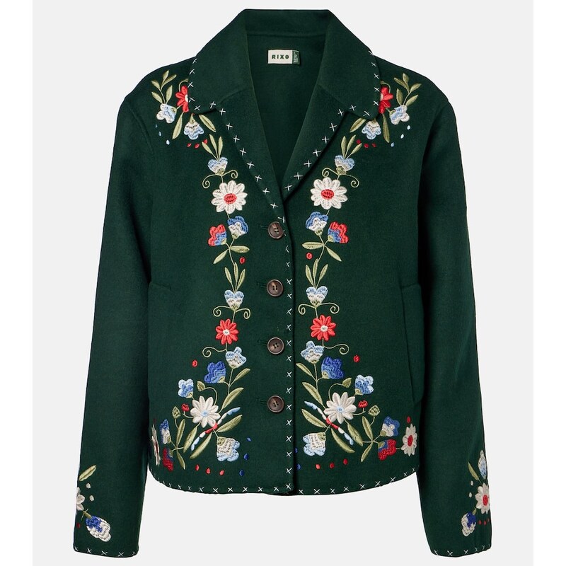 Rixo Jude embroidered wool-blend jacket