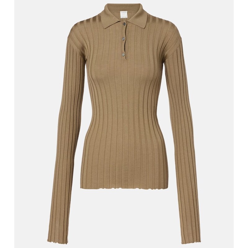 Calvin Klein Collection Ribbed-knit wool polo shirt