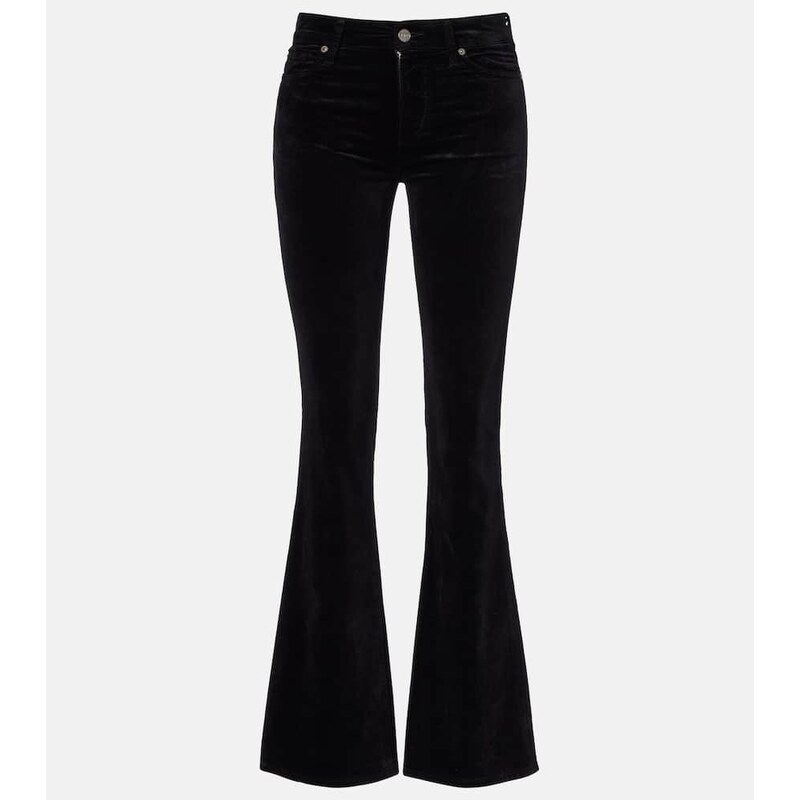 7 For All Mankind Leggy Bootcut mid-rise cotton-blend velvet