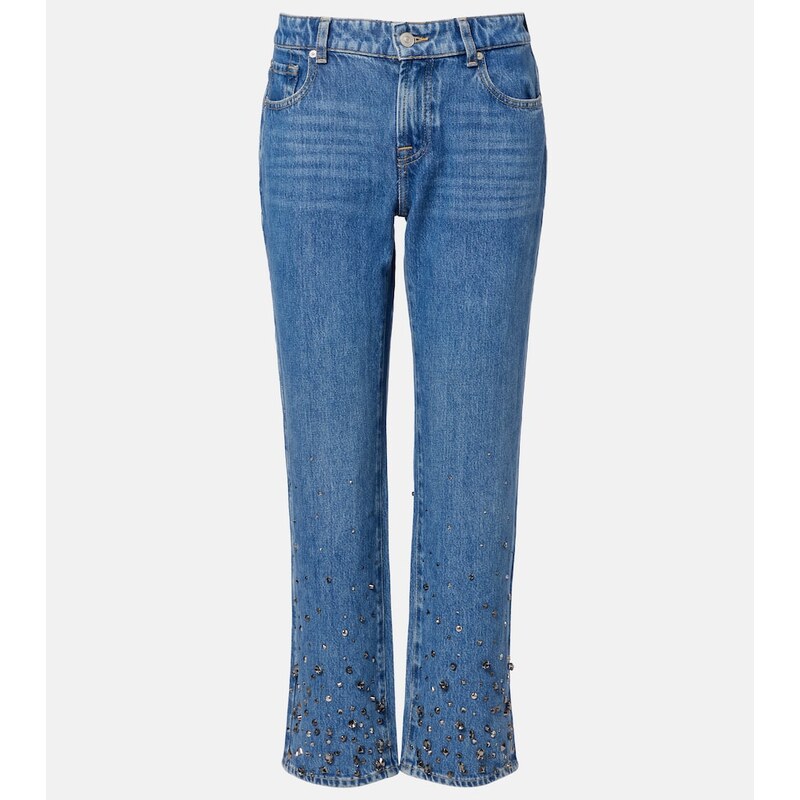 7 For All Mankind Calie embellished cropped straight jeans