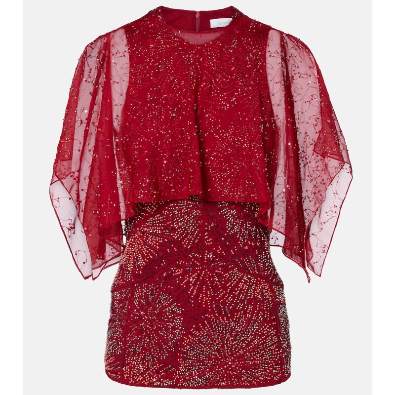 Dámské tričko Rabanne Embellished top v barvě burgundské