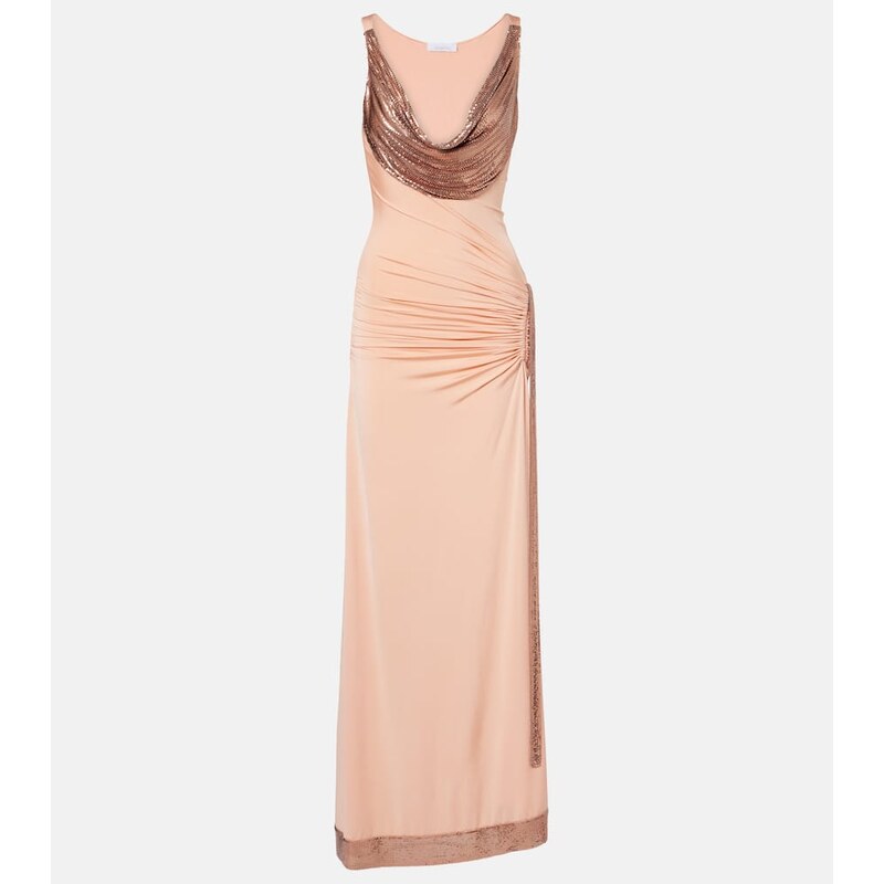 Rabanne Chainmail satin gathered gown