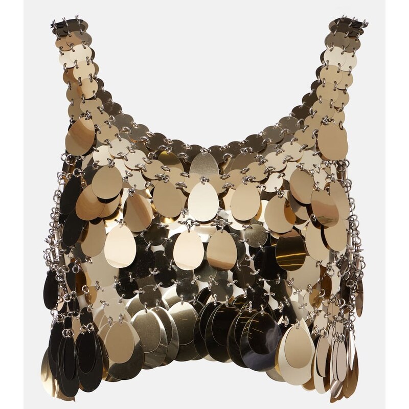 Zlaté krátké topy Rabanne Sequined crop top