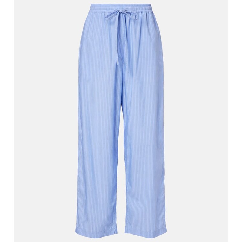 The Row Orien striped cotton wide-leg pants