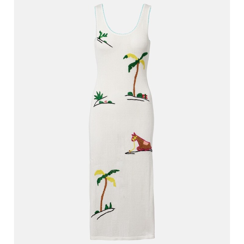 Staud Luma embroidered cotton beach cover-up