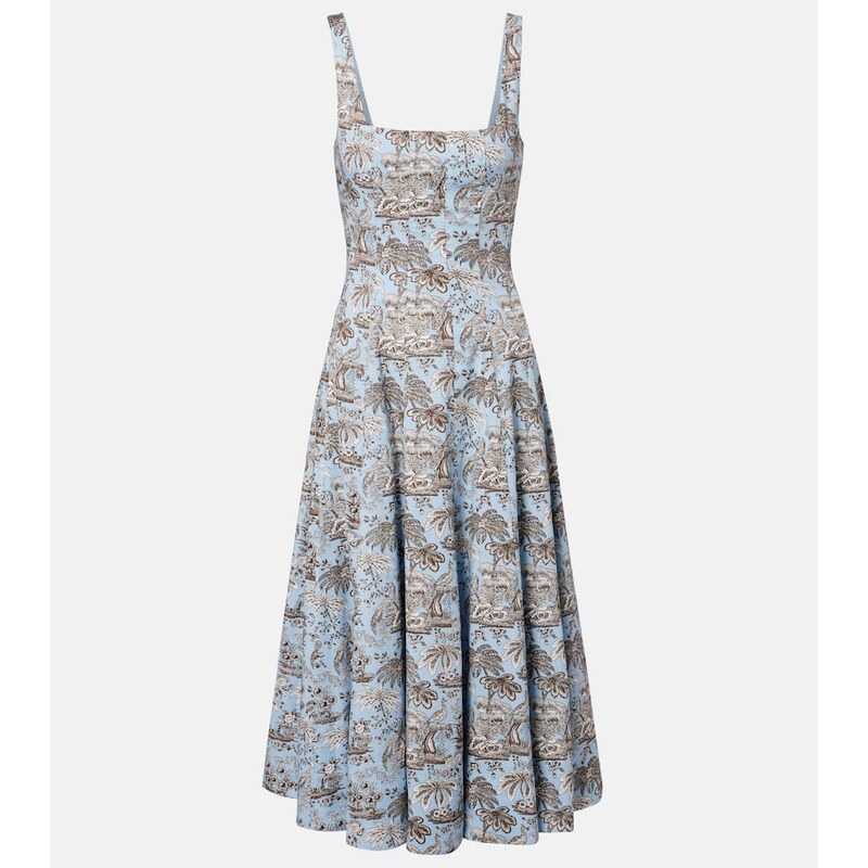 Staud Wells floral cotton poplin midi dress