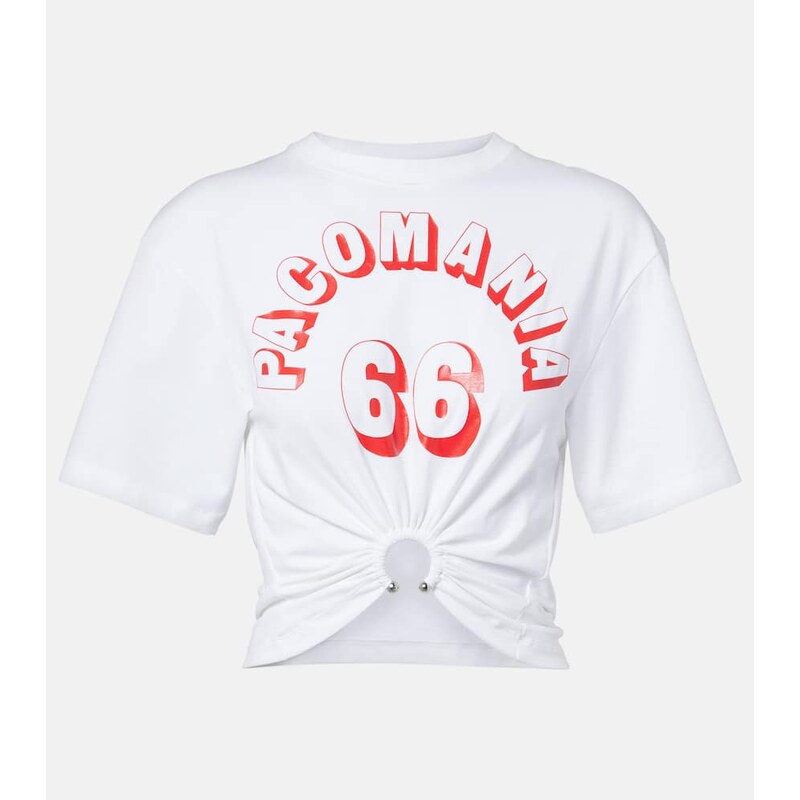 Rabanne Printed cropped cotton-blend T-shirt