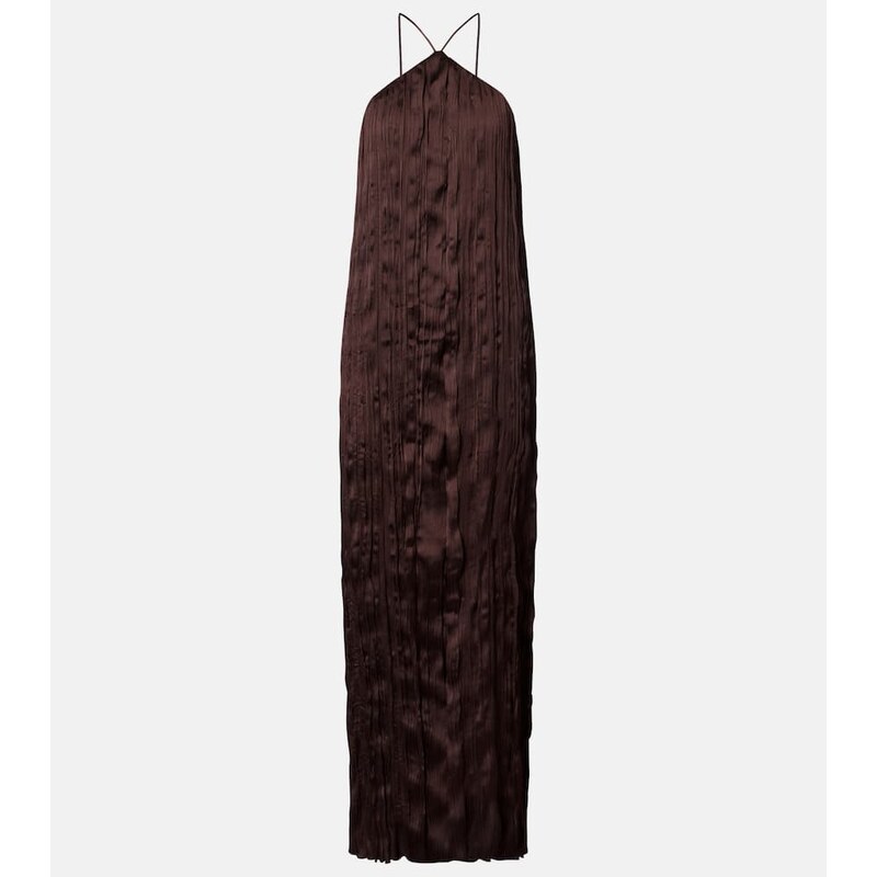 Staud Akari plissÃ halterneck maxi dress