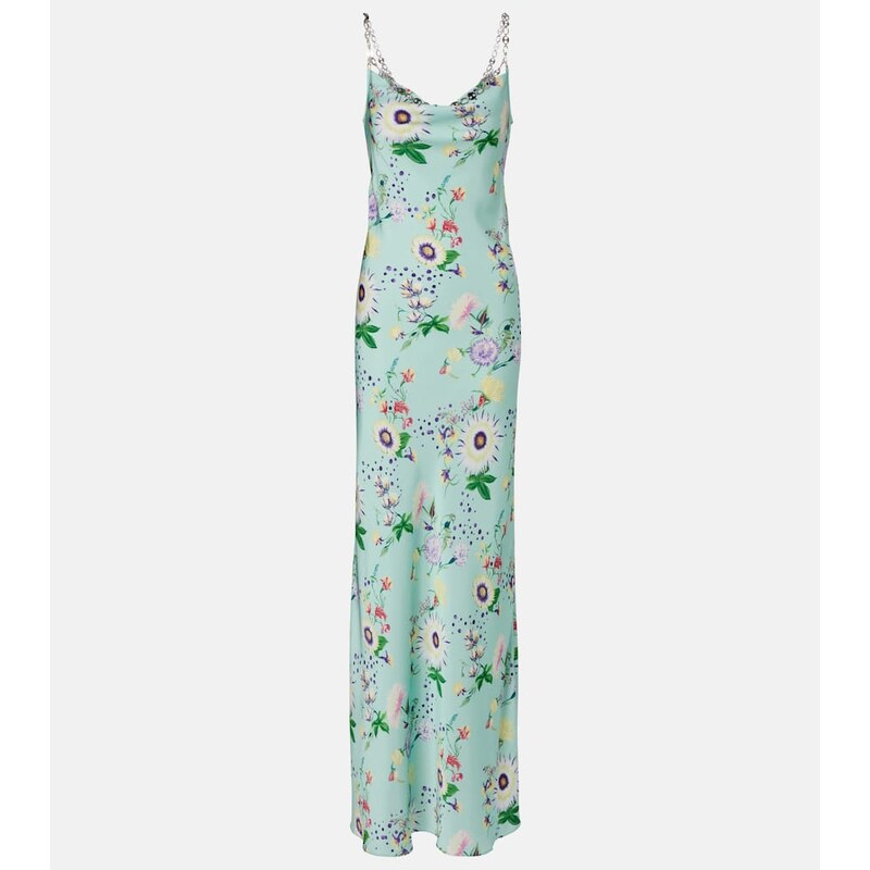 Rabanne Chain-detail floral maxi dress