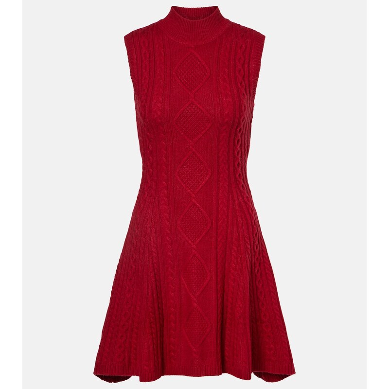 Staud Charade cable-knit wool-blend minidress