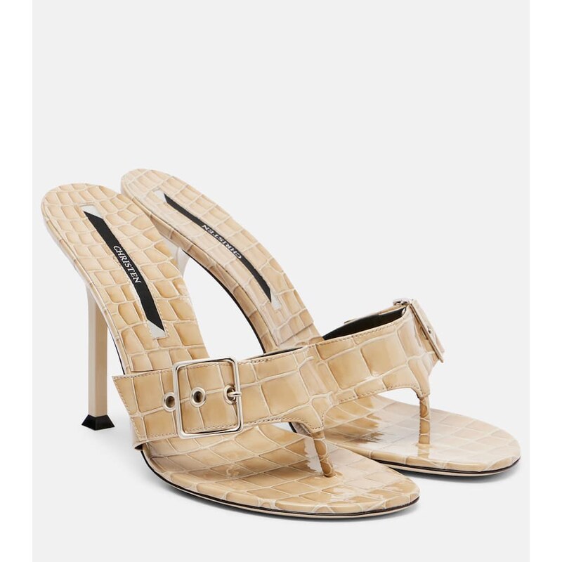 Christen Helix 95 croc-effect patent leather mules