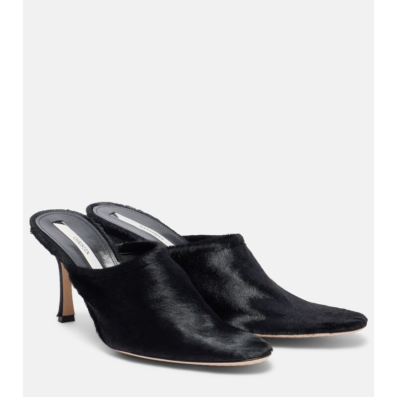 Christen Elipse 75 calf hair mules